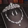 Oorbellen Ketting 3 stks Rhinestone Crystal Butterfly Bruids Sieraden Sets Earring Tiara Set Bruiloft Haar Ornamenten Afrikaanse Kraal