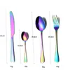 Tablewellware Stainless Steel Cutlery Set Rainbow Tableware Home Kitchen Fork Spoon Knife Dinnerware Drop 210928