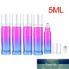 wholesale Storage Bottles & Jars Gradient Ball Bottle 5pcs 5ml Thick Glass Roll On Essential Oil Empty Parfum Roller 5 Colors With Gold Cover Factory price expert design Quality