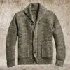 Maglioni da uomo Autunno Inverno Maglione vintage Colletto rovesciato all'aperto Manica lunga Cardigan lavorato a maglia monopetto Top giacca lavorata a maglia