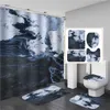 3D Print Elegant Oil Painting Shower Curtain Waterproof Curtains in the Bathroom with Hook Set Soft Bath Mat Toilet Carpet Rugs 210715