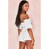 Fashion 2 Piece Set Women Puff Sleeve Short Crop Top Vita alta Pantaloncini larghi Tuta Sexy Conjunto Femenino Set due pezzi 210331