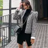 Kvinnor Höst Vintage Tweed Suits Jackor Office Ladies Chic Slim Blazers Girls Tops Woolen Coat 210529