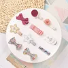 1pcs Flower Ribbon Hairclips Lace Pearl Floral Hairpin Gullig Princess Barn Snap Barrettes Girl Hair Tillbehör TS213