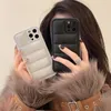 Зима пуховик для пиджака для телефона для iPhone 13 12 Mini 11 Pro Max X XS XR 7 8 SE2 Мягкая ткань 3D Touch Touch TPU Бампер белый черный водонепроницаемый анти-грязь