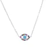 high quality fine 925 sterling silver jewelry turkish evil with colorful cz turquoises stone small cute eye pendant necklace