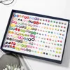 Stud 100 Pairs/Lot Boxed Cute Mix Small Earrings Crystal Simple Sets Geometric Plastic Ear Rings Women Girl Jewelryelr