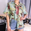 Vintage Aesthetic Cupid Angel Print Women' Blouse Shirt Cardigan Short Sleeve Summer Top Graphic Blouse Women Clothes New 210426