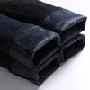 Зимние мужские теплые толстые повседневные брюки бизнес мода черный синий стрестительный флисовый офис тонкий брюки мужской бренд 210715