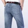 Luren Gevşek Düz Streç Iş erkek Kot Ince Streç Denim Pantolon Artı Boyutu Rahat Pamuk Pantolon 210331
