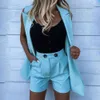 Escritório mulheres blazer vestuário conjunto 2 pcs feminino verão ol trabalho desgaste senhoras roupas set colete casaco blazer shorts terno d30 x0428