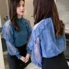 Kvinnor Blouse Lace Shirt Höst Långärmad Transparent Hollow Out Flower Broderi Kvinna Toppar Blusa 603J 210420