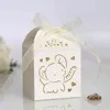 50 sztuk Elephant Laser Cut Wedding Favors Pudełko DIY Hollow Candy Boxes Z wstążką Baby Shower Engagement Wedding Party Decor 211216