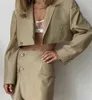 Xeasy Women Blazer Kleding Tweedelige Set Vrouwen Suits met Rok Vrouwelijke Pak Tweed Lange Mouwen Korte Rok Past Blazer 210730