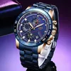 Mensílios azuis clássicos relógios Top Moda Militar Chronograph Watch para homens Automatic Date Sport WristWatches