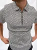 Primavera verão masculino camisas polo com zíper malha jacquard masculino plus size camiseta top313t