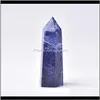 Rock Luźne Koraliki Biżuteria 1 PC Naturalny Kryształ Point Sodalite Healing Obelisk Blue Quartz Wand Ornament na wystrój domu Reiki Energy Stone Qylk