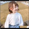 ملابس الطفل الطفل الاطفال الأمومة انخفاض التسليم 2021 ربيع الخريف الفتيات الأزياء مزاجه الدانتيل قمصان بيضاء الكورية نمط الاستعداد طوق