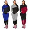 Nieuwe katoenen joggingpakken dames trainingspakken herfst winter kleding outfits met lange mouwen capuchon + joggingbroek tweedelige set plus size casual zwarte trainingspakken 5929