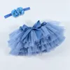 Baby Girls Faldas Infant Girl Tutu Falda Diadema 2pcs Conjuntos Recién nacido Tulle Bow Bloomers Rainbow Vestidos cortos Pañales Cubierta 11 colores 749 Y2