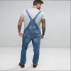 Men's Jeans Men's Men Slimmed Solid Color Pockets Rompers Overalls Fashion Denim Jumpsuit Casual Plus Size Pants