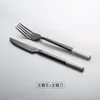 Nordic Black White Steak Knife Spoon Fork Set Western Tableware Creative Stainless Steel Cutlery Chopsticks