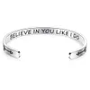 Stainless Steel Bracelet C-shaped Opening Bracelet Female Fashion Jewelry Boyfriend Gift Believe in You Like i Do Christmas Gift Q0719