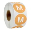 Groothandel 500pcs / Roll Kleding Maat Labels Matte Coated Paper 6 Maten Beschikbare kinderen Kledingstuk 1 inch Cirkel in verschillende kleuren