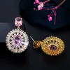 Top-Qualität wunderschöne rosa Saphir weiß Topas Kristall 925 Silber Runde Tropfen Ohrringe für Frauen Schmuck Geschenk CZ658 210714