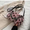 Umhängetaschen Winter Leopard Fell Damentasche Dicke Kette Weiß Rosa Vintage Luxus Designer Handtasche