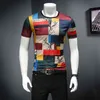 T Shirt Men Ice Felt Short Sleeve Club Party Design Print Summer Breathable Casual -shirt streetwear tops 210707