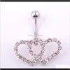 Navel & Bell Drop Delivery 2021 0335( 2 Colors) Belly Button Rings Body Piercing Jewelry Heart Clear Colors Dangle Accessories Fashion Double