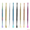 Dab tool stainless steel ss colorful dabber cleaning 115mm metal titanium nail for wax vaporizer dry herb atomizer vape candle car2422494