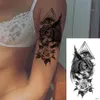Vattentät tillfällig tatuering klistermärke 3d spetsrosa blomma tatueringar linje lotus kropp konst arm falska ärm tatuera kvinnor män