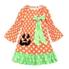 Costumi di Halloween Neonate Vestono abiti da zucca a pois Vestiti per bambina con fiocco Abbigliamento per bambini in un pezzo Maglioni per bambini Cotone 210413