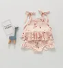 Maillot de bain pour petites filles, imprimé Floral citron, à la mode, sans manches, écharpe, 4 modèles, BT6658