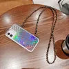 Laser Dream Leopard Fish Scale Glitter Bling Liquid Cases Flowing Soft TPU Bumper Hard Clear Cover pour iPhone 12 11 Pro Max 8 7 6 6S Plus avec longue sangle