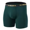 Mens Long Leg Boxer Briefs andningsbar ingen rida upp sexiga herrar underkläder öppna underbyxor265l