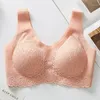 Reggiseno sportivo da donna sexy monopezzo in pizzo senza cuciture senza anello in acciaio per il fitness che raccoglie un comodo completo da intimo per lo yoga sulla schiena