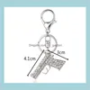 Fashion Sier Colore Aragosta Chiusura Anelli Ciondola Strass Gun Charm Portachiavi in metallo per uomo Accessori chiave Drop Delivery 2021 Kyeli