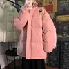Hybskr Fleece Thicken Letter Graphic Men Winter Coat Stand Collar Oversize Parkas Korean Style Male Padded Warm Jackets 210910