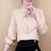 Модная рубашка с длинным рукавом женщин блузки осенью шифоновая блузка блюса офисная леди топы элегантная одежда 10317 210527