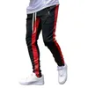 Män jogger byxor fitness bodybuilding gym långa byxor vår höst sida stripe casual mode män sweatpants byxor dropship 210702