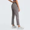 L081 Dames Yogabroeken Drawcord Elastische taille met zakoutfit Loose Straightleeg Drape Sports en Leisure Joggers Sweatwicking 6432909