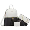 Mochila de moda mochila na moda cor de correspondência de cor única bolsas de ombro 4 peças casuais bolsa feminina carteira