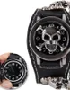 Wristwatches Copper Unique Skull Quartz Punk Watches Luxury Style Heavy Metal Rivet Watch Tide Head Leather Pin Buckle8377777