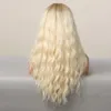 Perruque synthétique longue blonde platine avec frange, cheveux bouclés, perruques ondulées blondes claires pour femmes, Cosplay résistantes à la chaleur