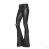 Wepbel Slim PU Trousers Flare Pants Lace Up Leather Women Solid Color Bell-Bottom Outerwear Mid Waist Fashion Women's & Capris