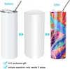 US Stock Sublimation Tumblers 20 oz Rostfritt stål Dubbelmur Isolerad sublimering Tumbler Cups Blank DIY födelsedagspresenter med lock plaststrålar