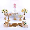 Andra festliga partietillbehör 8-10pcs Crystal Cake Stand Set Metal Mirror Cupcake Dekorationer Dessert Pedestal Wedding Display Tray